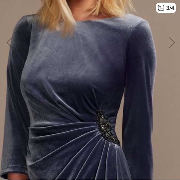 🎉Host Pick 11/02 | Oleg Cassini Blue Velvet Dress Size 8 - Picture 11 of 12